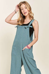 ADORA Knotted Wide Strap Wide Leg Overalls - Chic Women's Fashion with Comfort